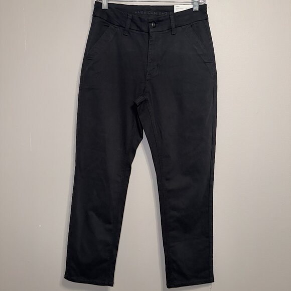 American Eagle NWT Super High Rise Straight 2/26W Black Stretch - Picture 2 of 7